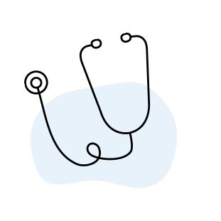 Stethoskop in schwarzer Farbe auf hellblauem Hintergrund.